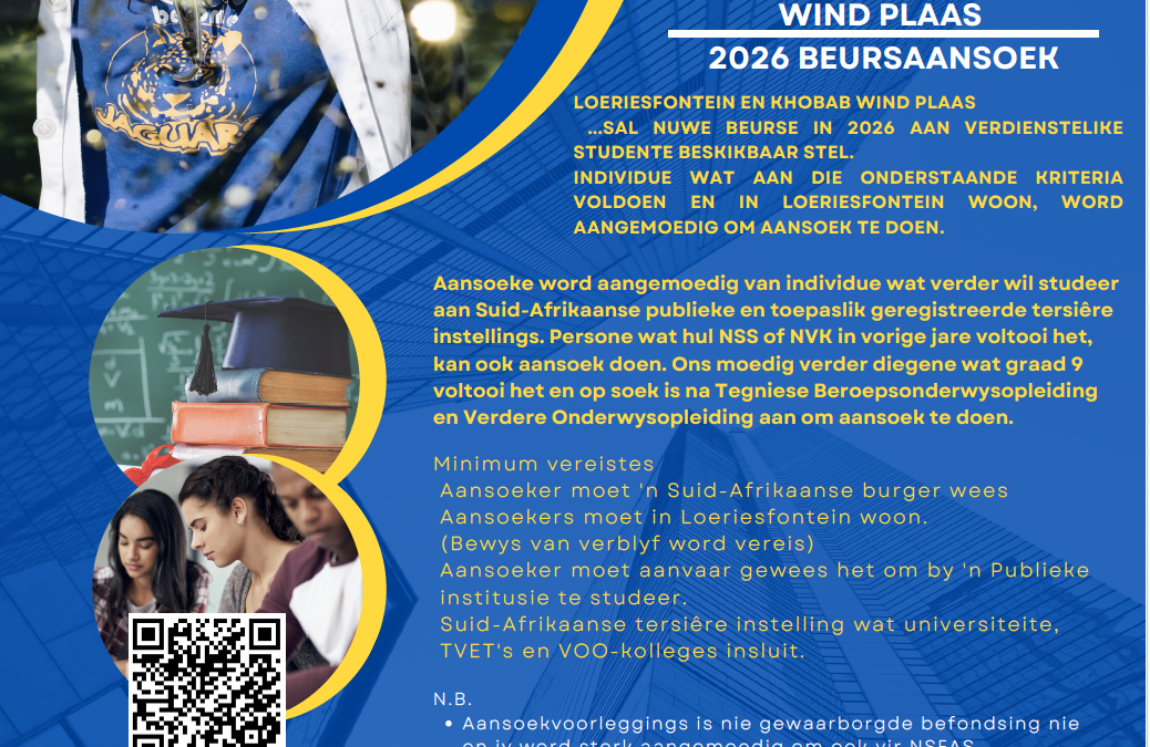 2026 BEURSAANSOEK – SLUITINGSDATUM: 30 SEPTEMBER